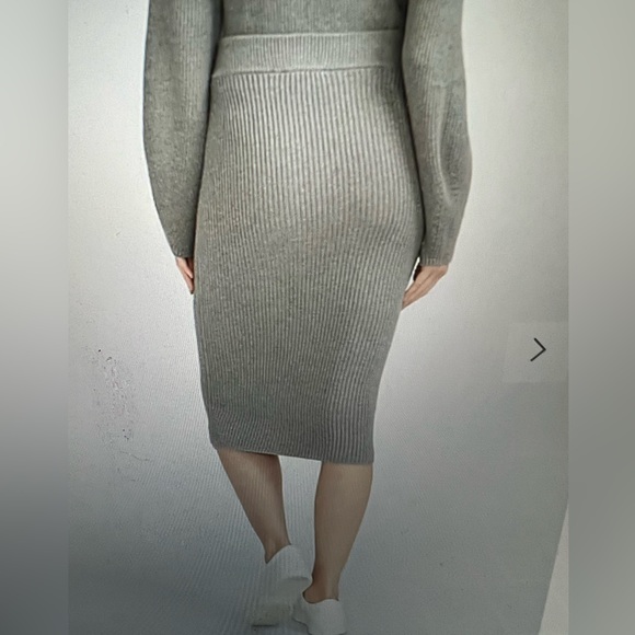 Express midi High waisted ribbed pencil skirt S olive green - Picture 3 of 7